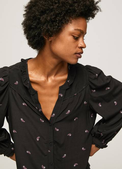 Pepe Jeans Ruffled Paisley Blouse Women Multi Z22X329