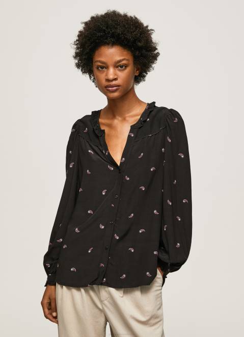 Pepe Jeans Ruffled Paisley Blouse Women Multi Z22X329