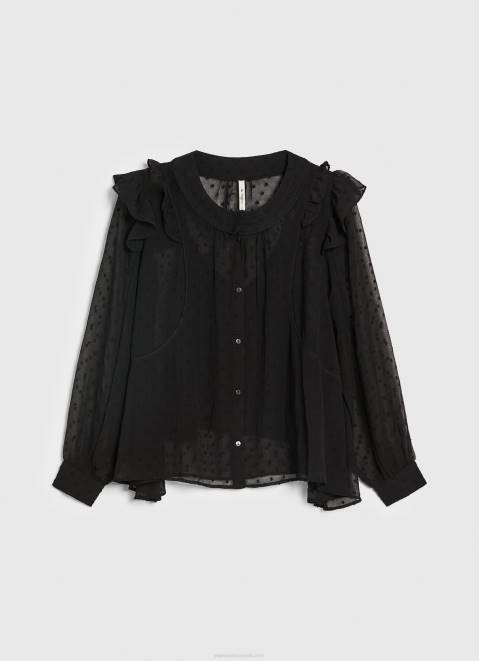 Pepe Jeans Semi-Transparent Plumeti Blouse Women Black Z22X328
