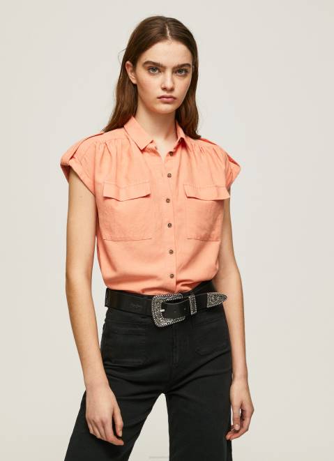 Pepe Jeans Short Sleeved Utility Shirt Women Peach Z22X340