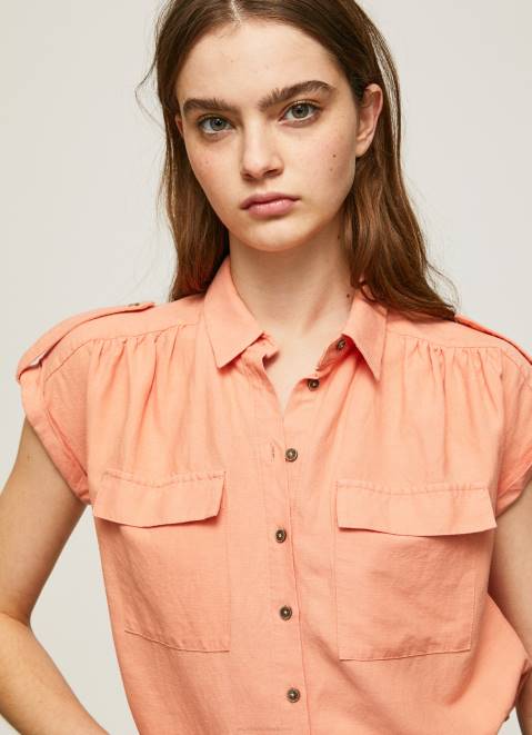 Pepe Jeans Short Sleeved Utility Shirt Women Peach Z22X340