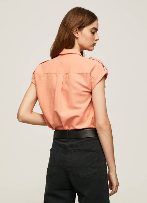 Pepe Jeans Short Sleeved Utility Shirt Women Peach Z22X340