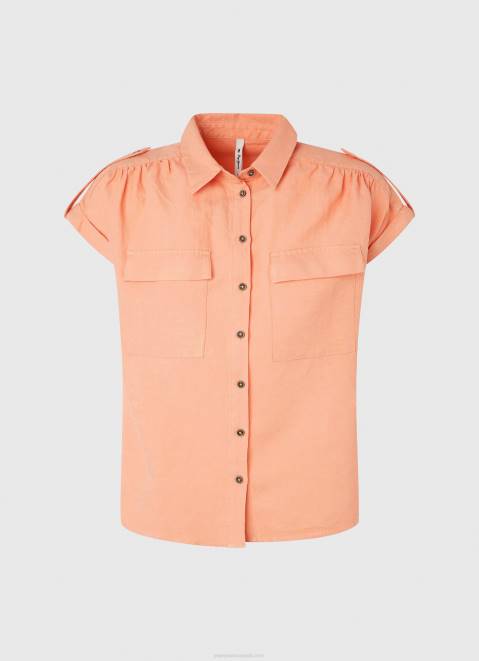 Pepe Jeans Short Sleeved Utility Shirt Women Peach Z22X340