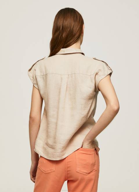 Pepe Jeans Short Sleeved Utility Shirt Women Stone Z22X341
