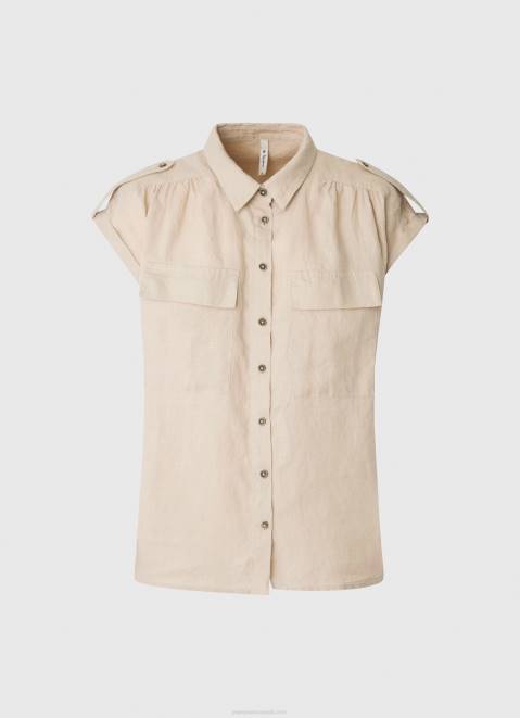Pepe Jeans Short Sleeved Utility Shirt Women Stone Z22X341