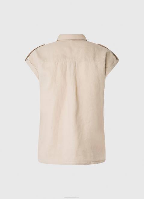 Pepe Jeans Short Sleeved Utility Shirt Women Stone Z22X341