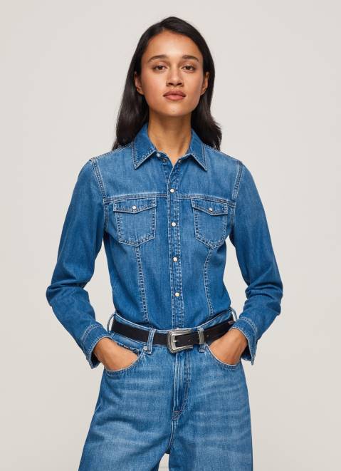 Pepe Jeans Slim Fit Denim Shirt Women Denim Z22X320