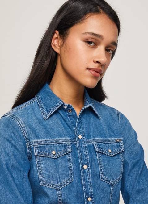 Pepe Jeans Slim Fit Denim Shirt Women Denim Z22X320