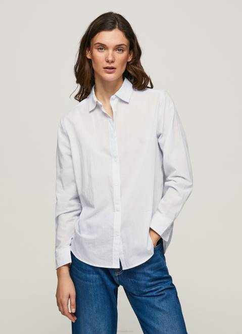 Pepe Jeans Striped Cotton Voile Shirt Women Bay Z22X324