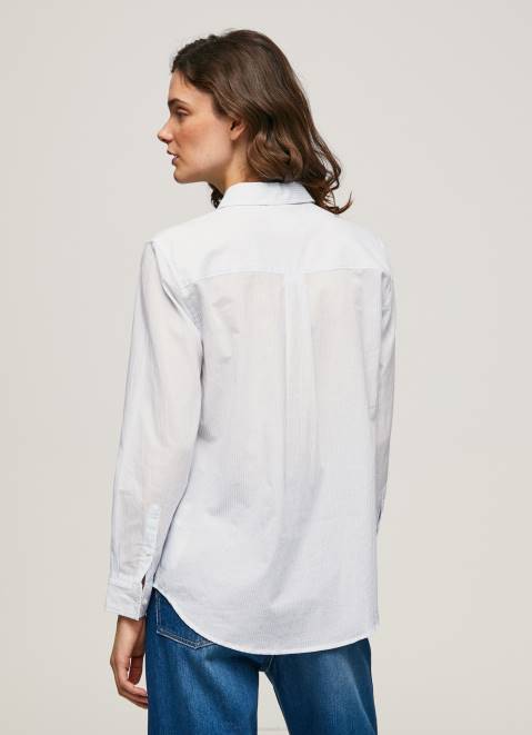 Pepe Jeans Striped Cotton Voile Shirt Women Bay Z22X324