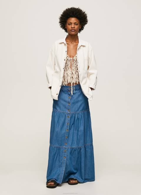 Pepe Jeans Striped Print Denim Overshirt Women Denim Z22X353