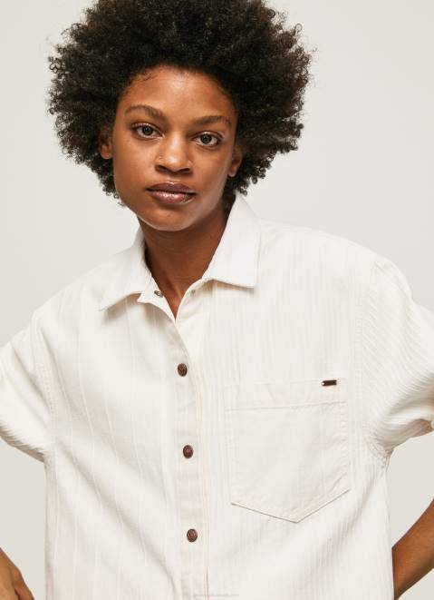 Pepe Jeans Striped Print Denim Overshirt Women Denim Z22X353