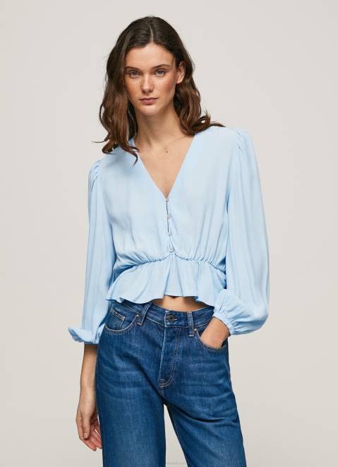 Pepe Jeans V-Neck Cropped Fit Top Women Bay Z22X326