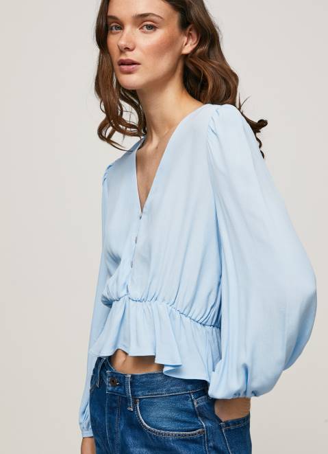 Pepe Jeans V-Neck Cropped Fit Top Women Bay Z22X326