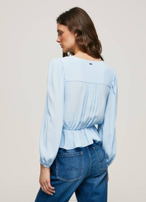 Pepe Jeans V-Neck Cropped Fit Top Women Bay Z22X326