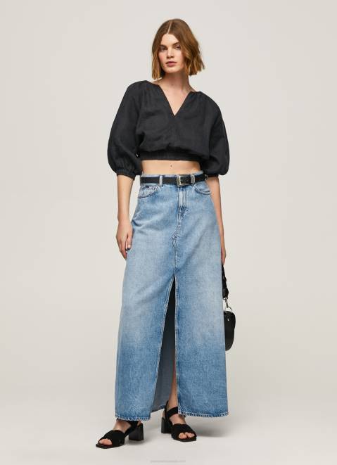 Pepe Jeans V-Neck Cropped Fit Top Women Black Z22X374