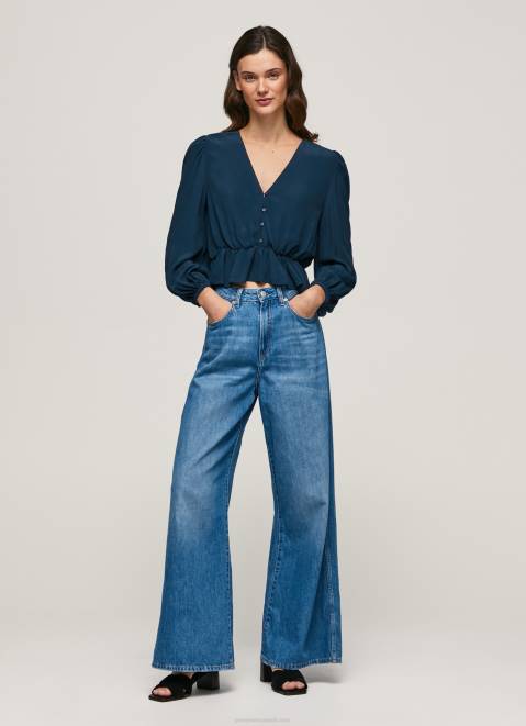 Pepe Jeans V-Neck Cropped Fit Top Women Dulwich Z22X325