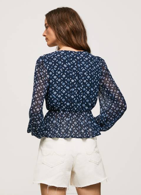 Pepe Jeans V-Neckline Cropped Fit Top Women Multi Z22X358