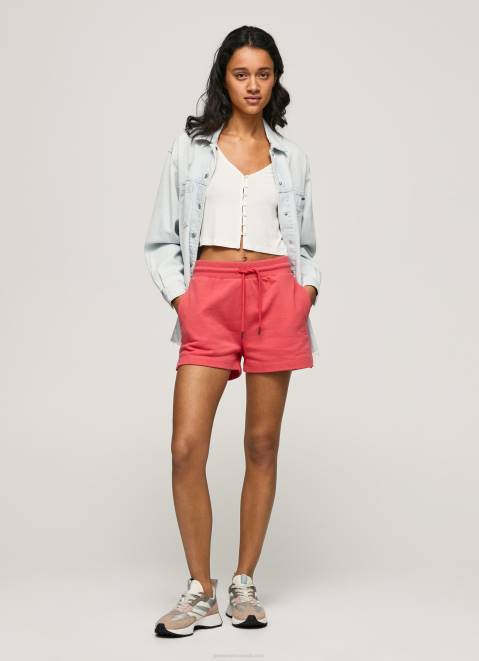 Pepe Jeans Adjustable Waist Cotton Shorts Women Studio Red Z22X516