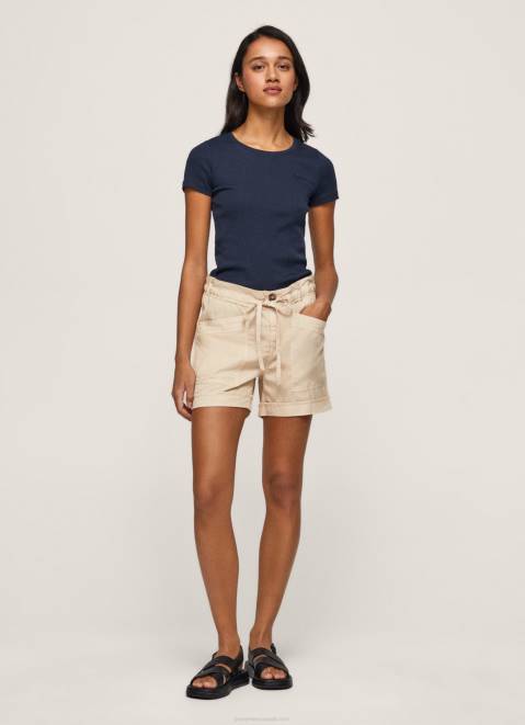 Pepe Jeans Adjustable Waist Shorts Women Stone Z22X525