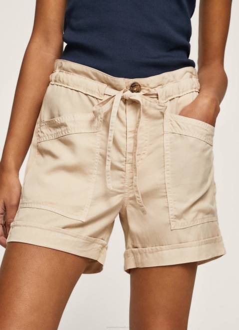 Pepe Jeans Adjustable Waist Shorts Women Stone Z22X525