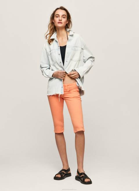 Pepe Jeans Cropped Fit Denim Shorts Women Peach Z22X528