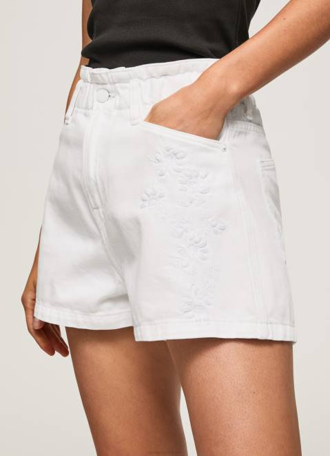 Pepe Jeans Embroidered Flower Denim Shorts Women Denim Z22X512