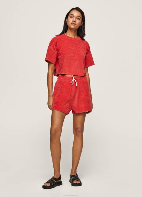 Pepe Jeans Embroidered Logo Sporty Shorts Women Studio Red Z22X531