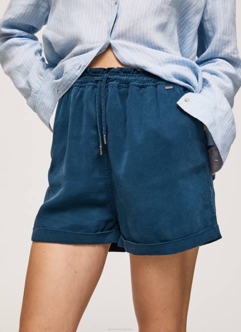 Pepe Jeans Paper Bag Fit Shorts Women Ocean Z22X507