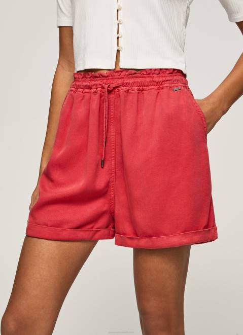 Pepe Jeans Paper Bag Fit Shorts Women Studio Red Z22X533