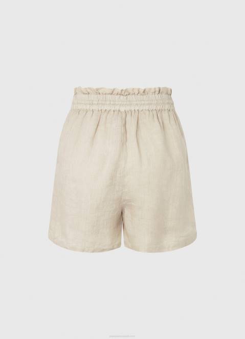 Pepe Jeans Paper Bag Linen Shorts Women Stone Z22X490