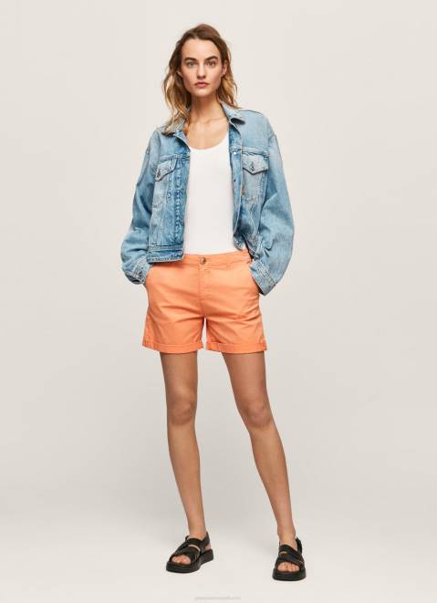 Pepe Jeans Regular Fit Chino Shorts Women Peach Z22X522