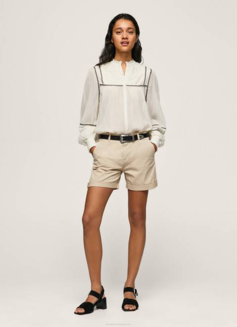 Pepe Jeans Regular Fit Chino Shorts Women Stone Z22X524