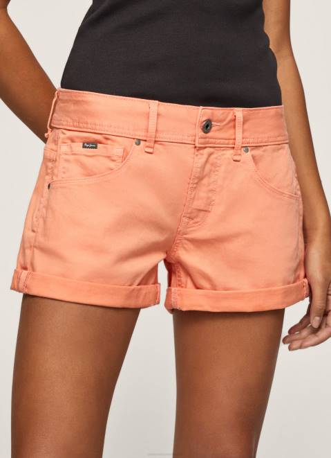 Pepe Jeans Regular Fit Cotton Shorts Women Peach Z22X526
