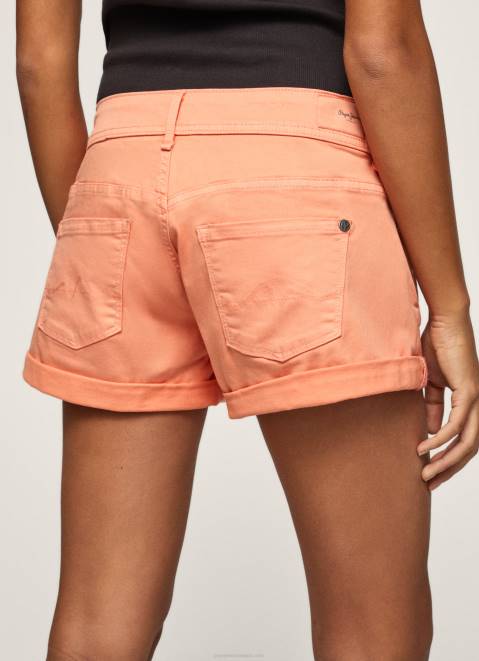 Pepe Jeans Regular Fit Cotton Shorts Women Peach Z22X526