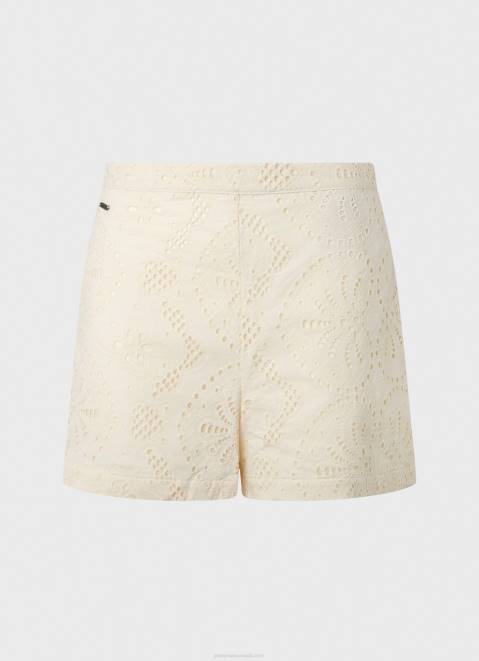 Pepe Jeans Shorts With Openwork Details Women Buttermilk Z22X530