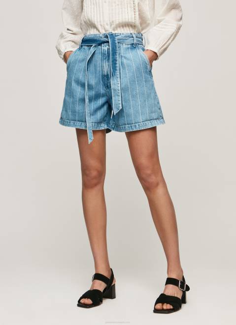 Pepe Jeans Striped Print Denim Shorts Women Denim Z22X478