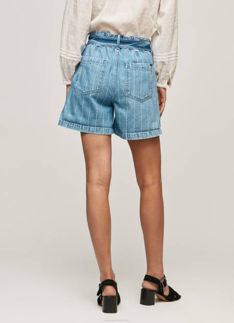 Pepe Jeans Striped Print Denim Shorts Women Denim Z22X478