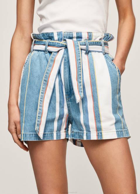 Pepe Jeans Striped Print Denim Shorts Women Denim Z22X493