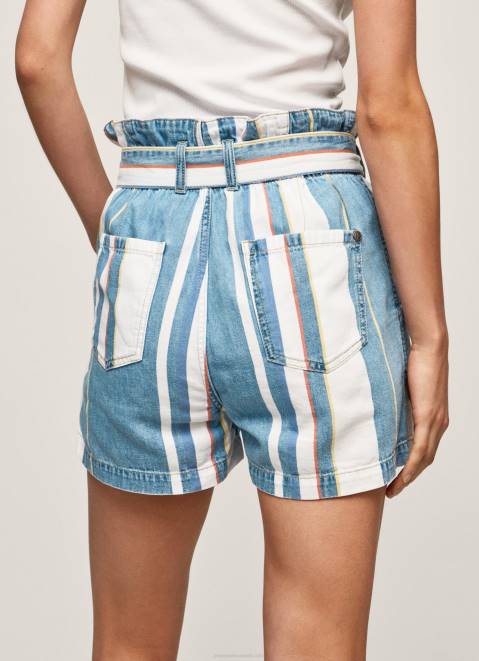 Pepe Jeans Striped Print Denim Shorts Women Denim Z22X493