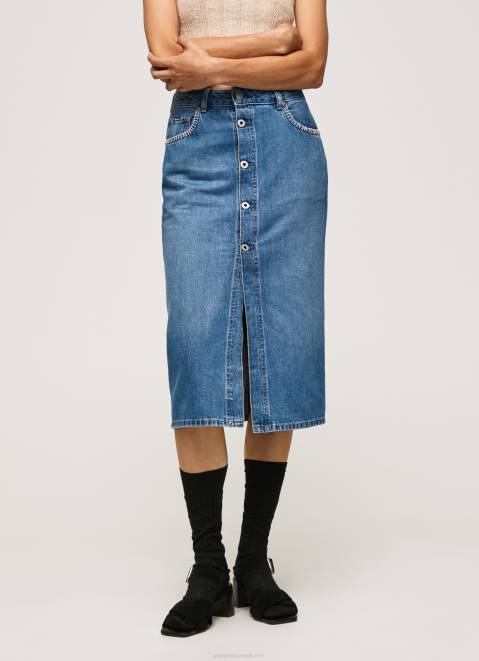 Pepe Jeans Cotton Denim Midi Skirt Women Denim Z22X100