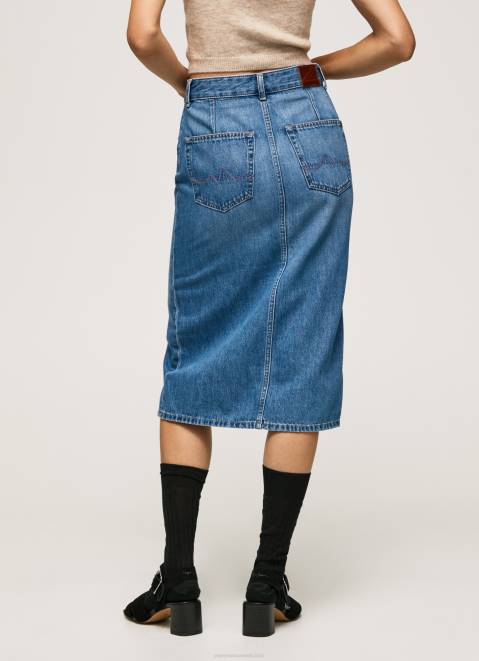 Pepe Jeans Cotton Denim Midi Skirt Women Denim Z22X100