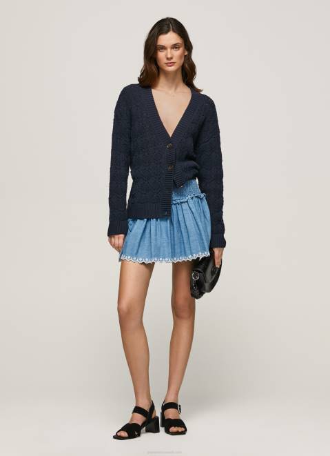 Pepe Jeans Embroidered Denim Mini Skirt Women Blue Z22X504