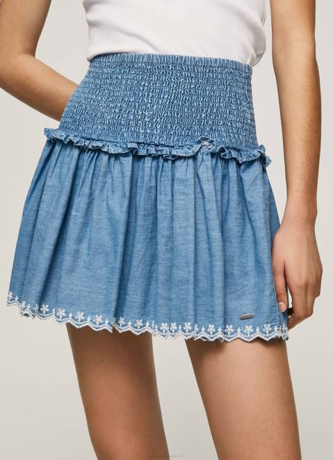 Pepe Jeans Embroidered Denim Mini Skirt Women Blue Z22X504
