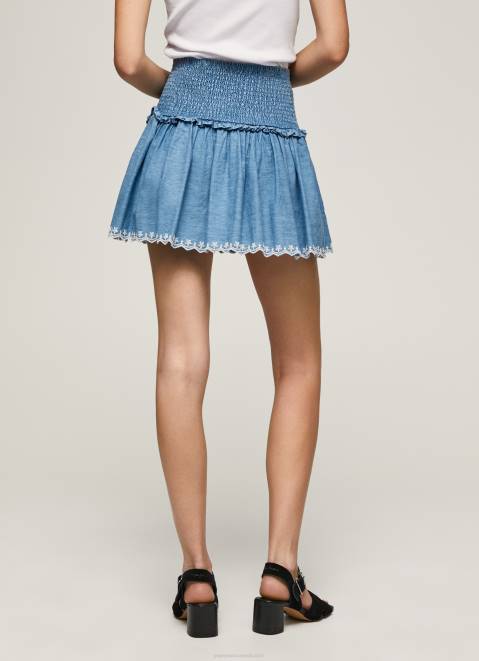 Pepe Jeans Embroidered Denim Mini Skirt Women Blue Z22X504