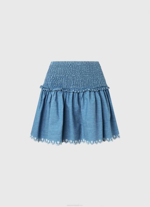 Pepe Jeans Embroidered Denim Mini Skirt Women Blue Z22X504