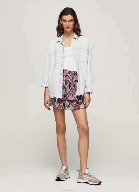 Pepe Jeans Flowing Skirt With Frills Women Multi Z22X494