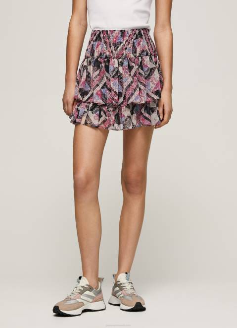 Pepe Jeans Flowing Skirt With Frills Women Multi Z22X494