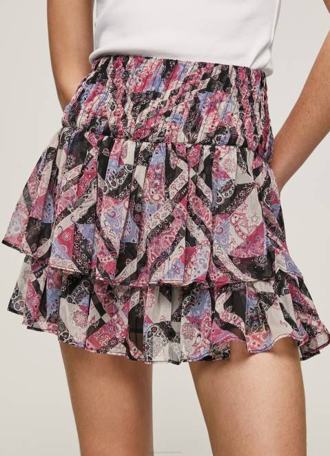 Pepe Jeans Flowing Skirt With Frills Women Multi Z22X494