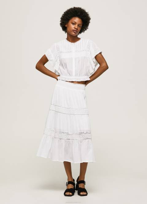 Pepe Jeans Laced Skirt Women White Z22X487